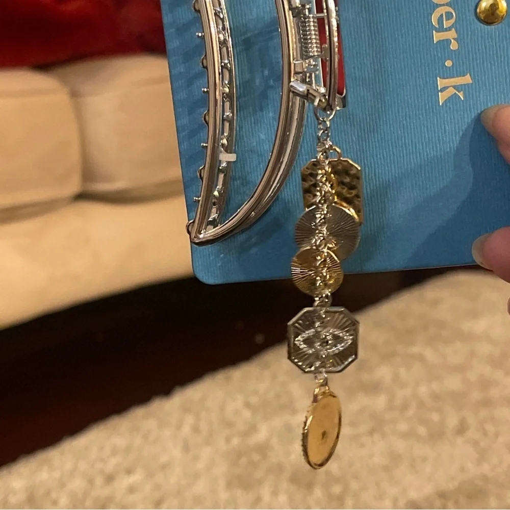 Piper K Silver Metal Claw Clip w/ Evil Eye + Sun Charm Dangles nwt